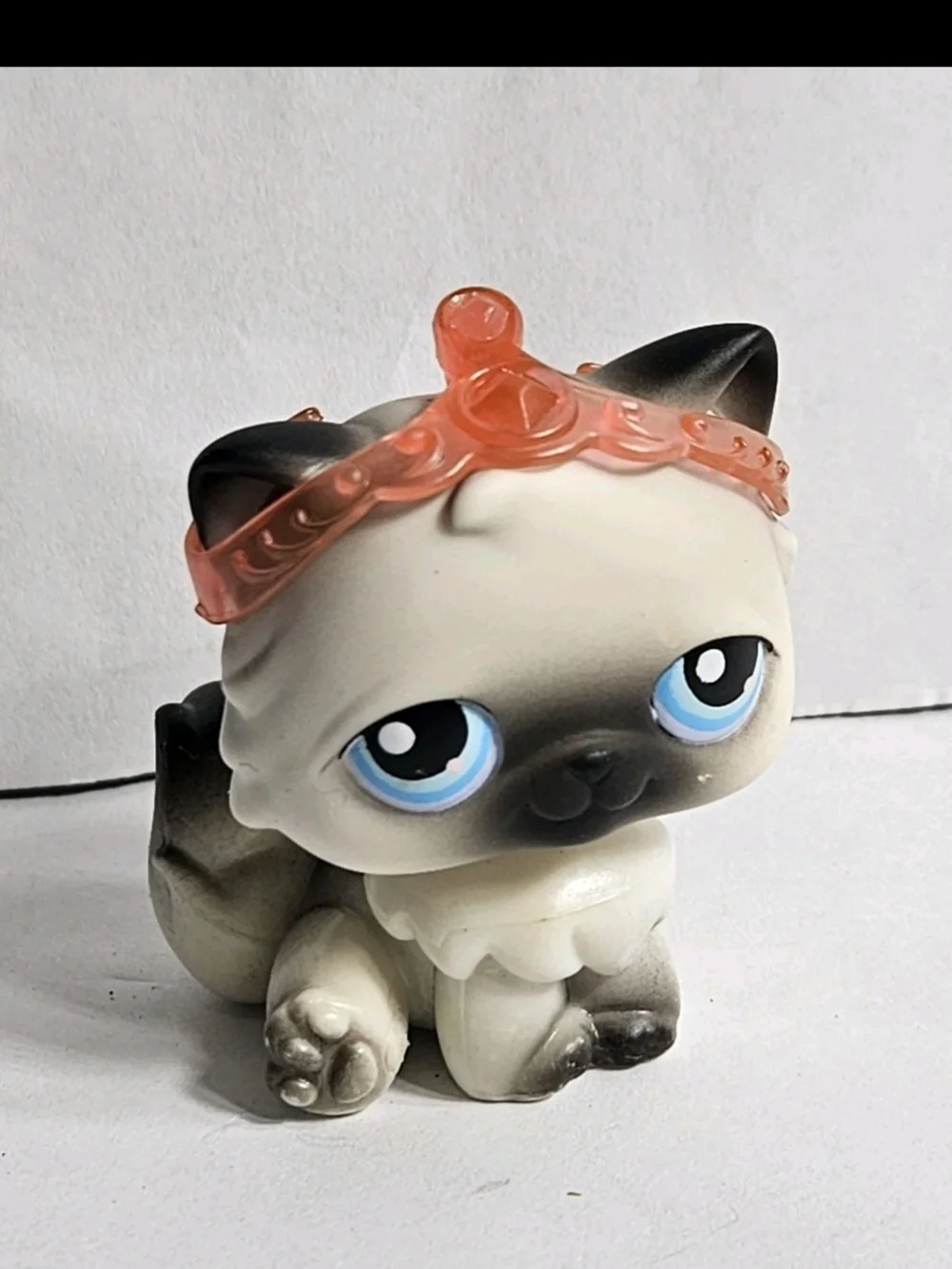 Littlest Pet Shop LPS #60 Persian Cat Black White Blue Eyes W/crown Rare Hasbro